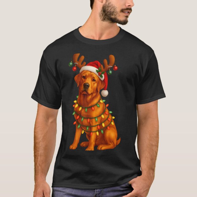 Camiseta Red Lab Christmas Tree Light Pajama Labrador Dog L (Frente)
