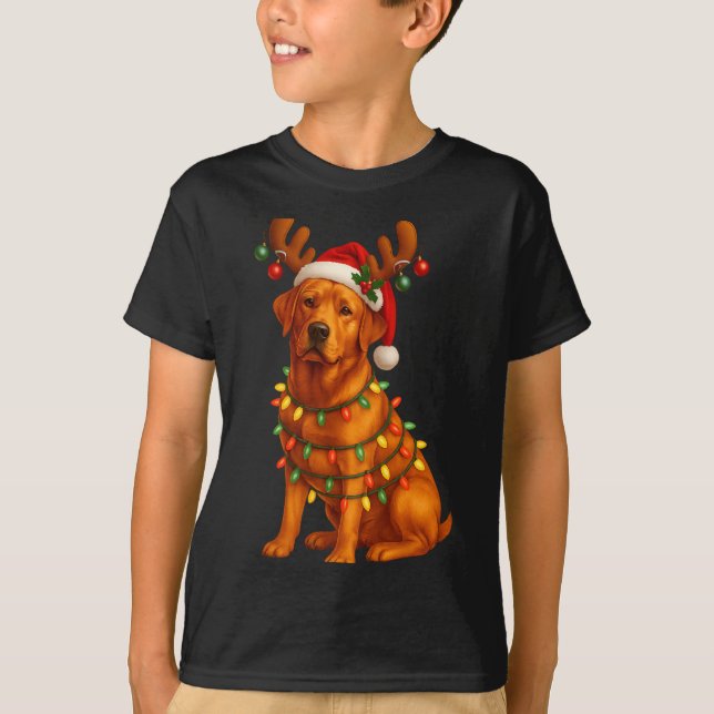 Camiseta Red Lab Christmas Tree Light Pajama Labrador Dog L (Frente)