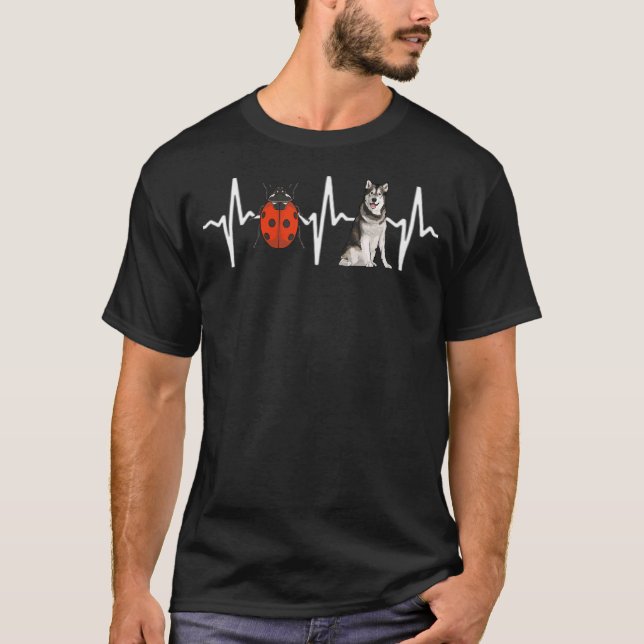 Camiseta Red Ladybug Alaskan Malamute Heartbeat (Frente)