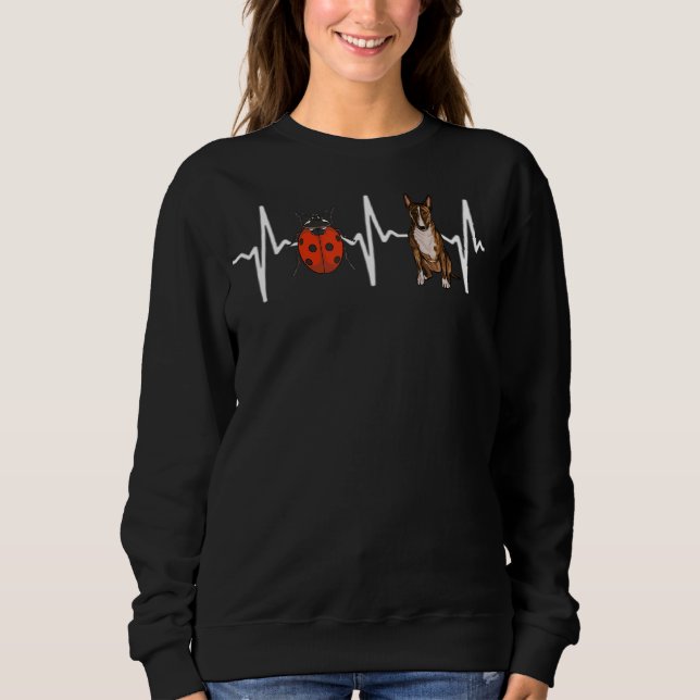 Camiseta Red Ladybug Miniature Bull Terrier Hearbeat Cão (Frente)