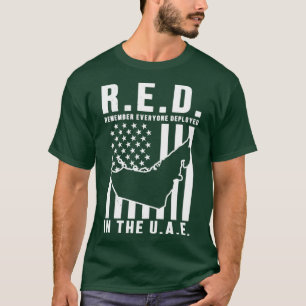 Camiseta RED Lembre-se de Todos Implantados nos Emirados Ár