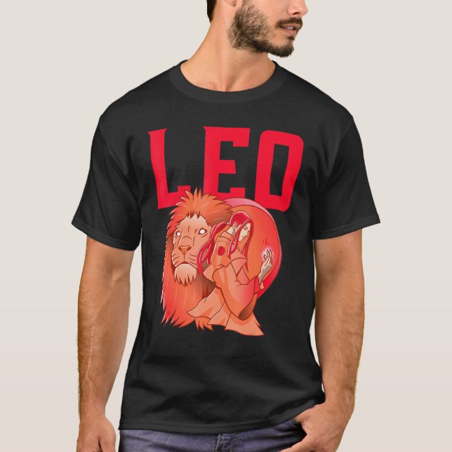 Camiseta Red Leo Zodiac Horoscópio Astrológico (Frente)