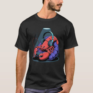 Camiseta Red Lobster Fones Controle de Video Game Lagosta