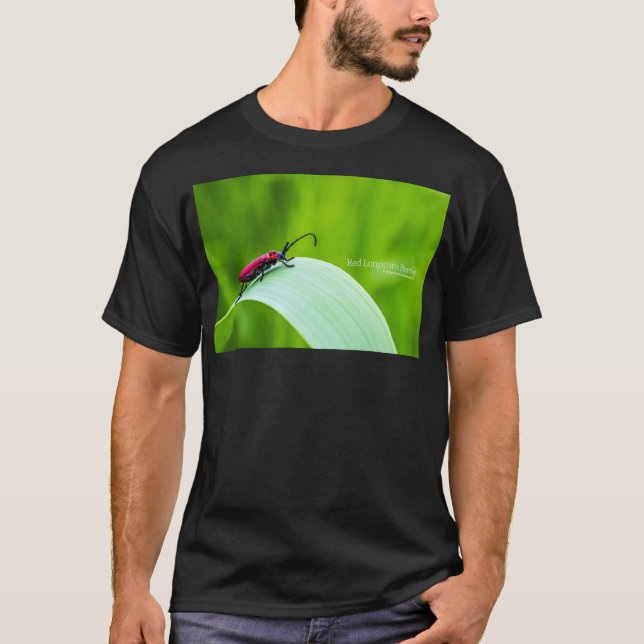 Camiseta Red Longicorn Beetle and green background (Frente)