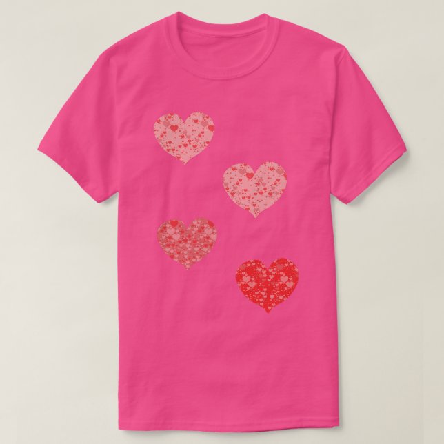 Camiseta Red Lovely Hearts (Frente do Design)