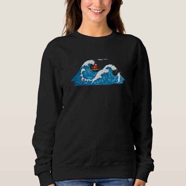 Camiseta Red Macaw Parrot Bird Wave Surfing (Frente)