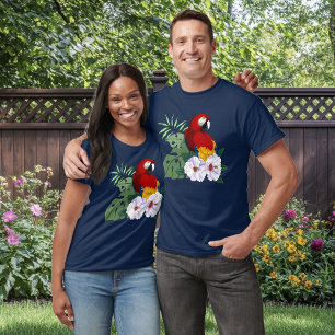 Camiseta Red Macaw Tropical Bird Floral Parrot