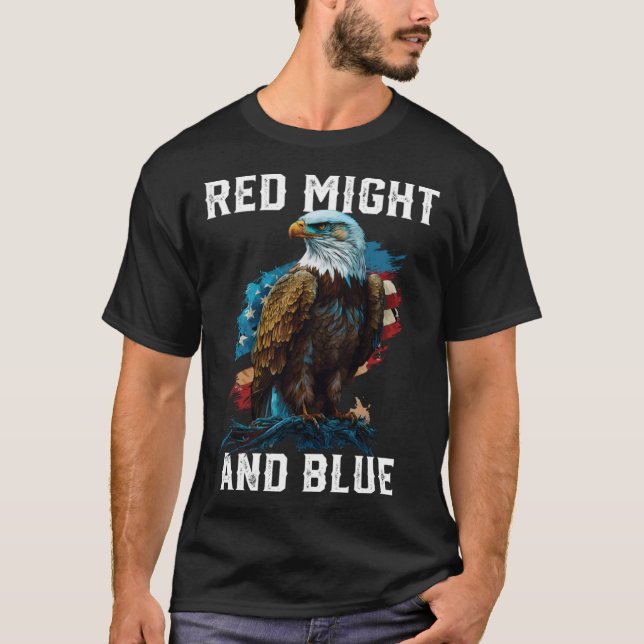 Camiseta Red Might E Blue USA Flag American Patriotism Pa (Frente)