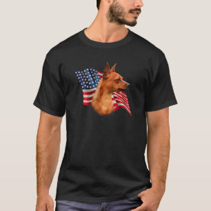 Camiseta Red Miniature Pinscher American Flag; Min Pin Flag
