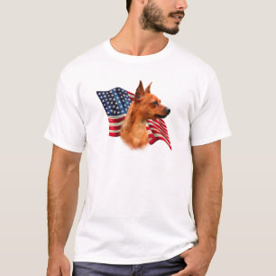 Camiseta Red Miniature Pinscher American Flag; Min Pin Flag