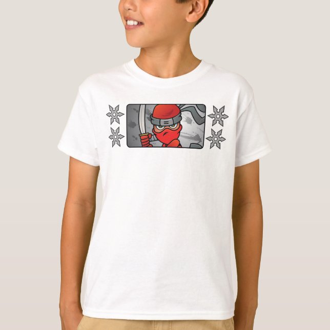Camiseta Red Ninja e Throwing Stars Design personalizáveis (Frente)