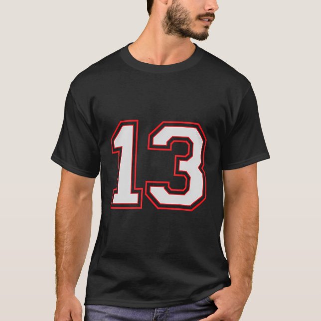 Camiseta Red Número 13 Jogador Esportivo Vencedor do Jogo D (Frente)