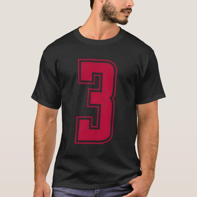 Camiseta Red Número 3 Equipe Desportivo Júnior Uniforme Num (Frente)