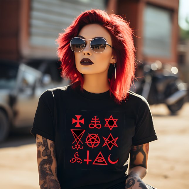 Camiseta Red Occult Symbols (Criador carregado)