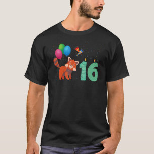 Camiseta Red Panda 16º Aniversário Divertido Pandas Vermelh