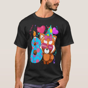 Camiseta Red Panda 8º Aniversário Eu sou Garotas de 8 anos
