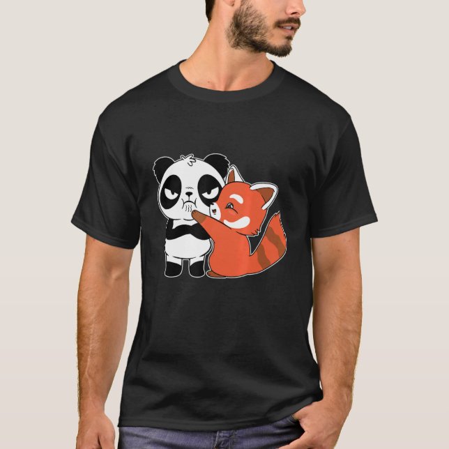 Camiseta Red Panda Abraça Urso de Panda Super Bears (Frente)