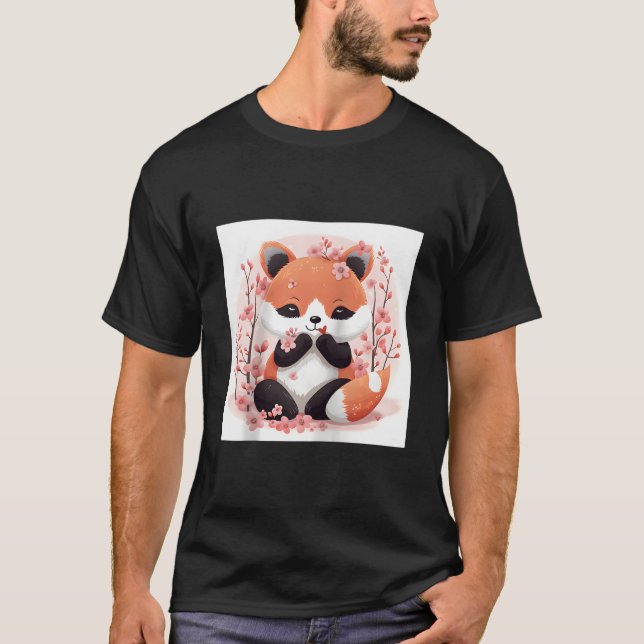 Camiseta Red Panda And Cherry Blossom Theme Lovely Style Ba (Frente)