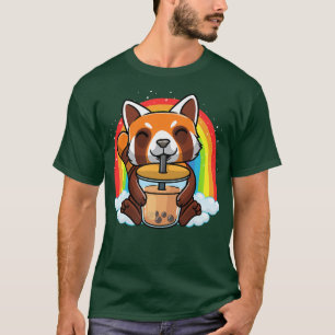 Camiseta Red Panda Anime Boba Bubble Tea Kids Girls Premium