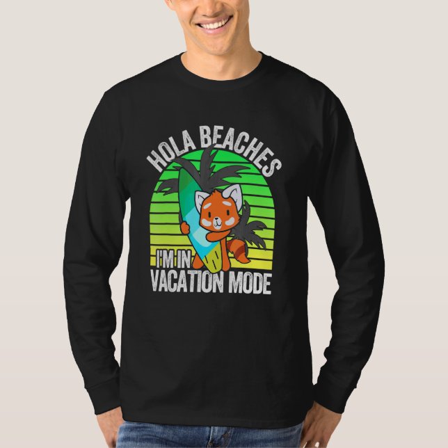 Camiseta Red Panda Beach VacMode Surfboard Summer Hol (Frente)