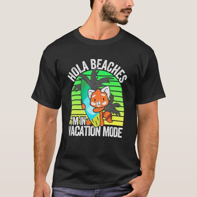 Camiseta Red Panda Beach VacMode Surfboard Summer Hol (Frente)