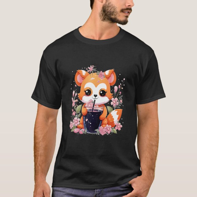 Camiseta Red Panda Bebe Boba Tea Bubble Cherry Blossom (Frente)
