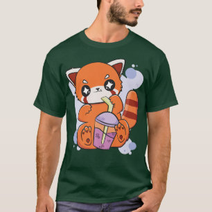 Camiseta Red Panda Boba Cute Anime Kawaii Pearl Bubble Tea
