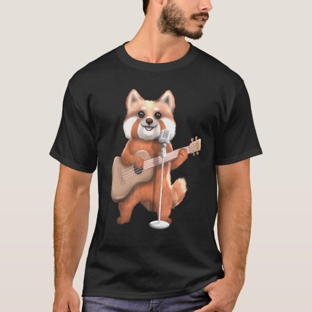 Camiseta Red Panda Cantando Guitarrista Músico Gui (Frente)