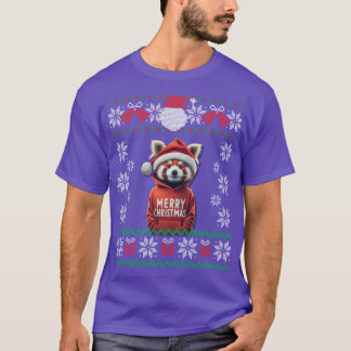 Camiseta Red Panda Christmas Ugly Design Merry Xmas family