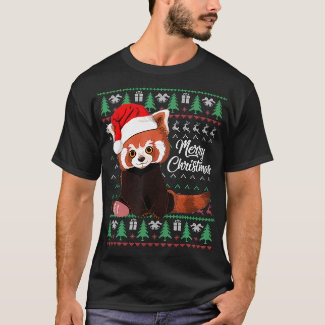 Camiseta Red Panda Christmas Ugly Sweater Felry Xmas Pajama (Frente)