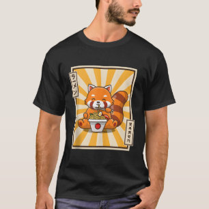 Camiseta Red Panda Comendo Ra Kawaii Noodles