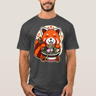 Camiseta Red Panda Comendo Ramen Cute Kawaii Noodles