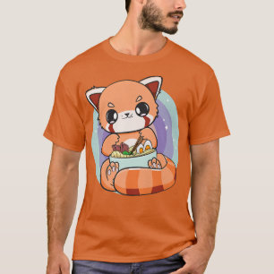 Camiseta Red Panda Comendo Ramen Eu Amo Ramen Japonês Nooda