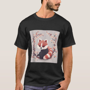 Camiseta Red Panda E Cherry Blossom Cena Linda