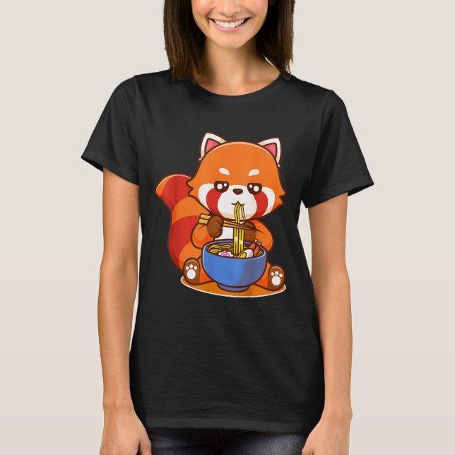 Camiseta Red Panda Eating Ramen Japanese Soup Zoo Animal Zo (Frente)