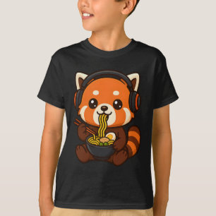 Camiseta Red Panda Gaming Jogador Comendo Ramen 