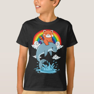 Camiseta Red Panda Gifs Crianças Kawaii Red Panda Dolphin