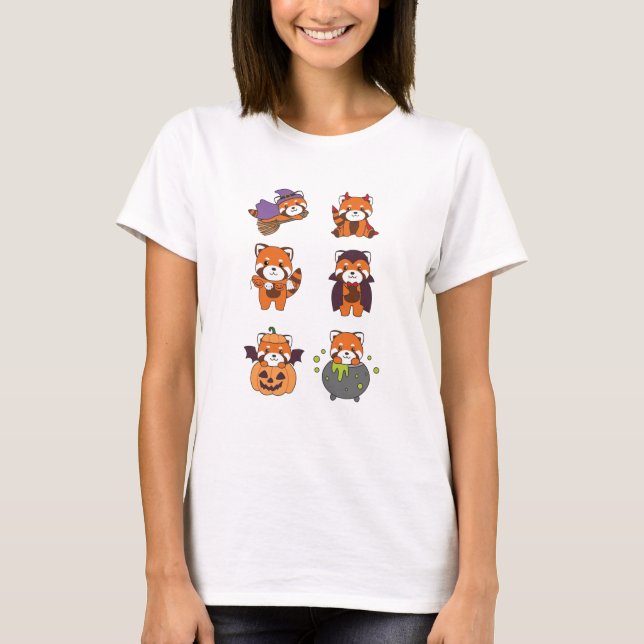 Camiseta Red Panda Halloween Devil Pumpkin Vampire Costume (Frente)