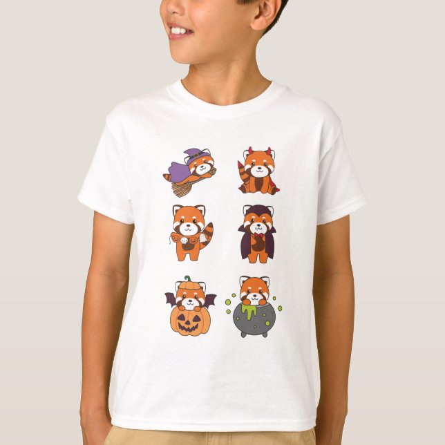 Camiseta Red Panda Halloween Devil Pumpkin Vampire Costume (Frente)