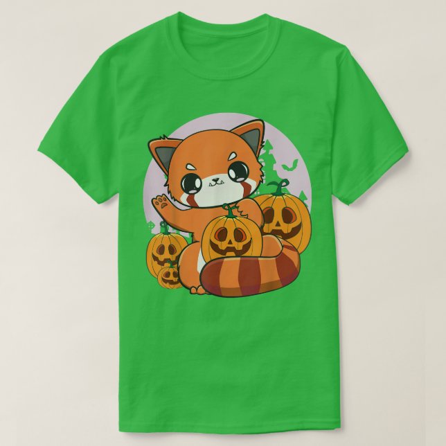 Camiseta Red Panda Jack O' Lanterna Anime Halloween Pumpkin (Frente do Design)