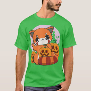 Camiseta Red Panda Jack O' Lanterna Anime Halloween Pumpkin