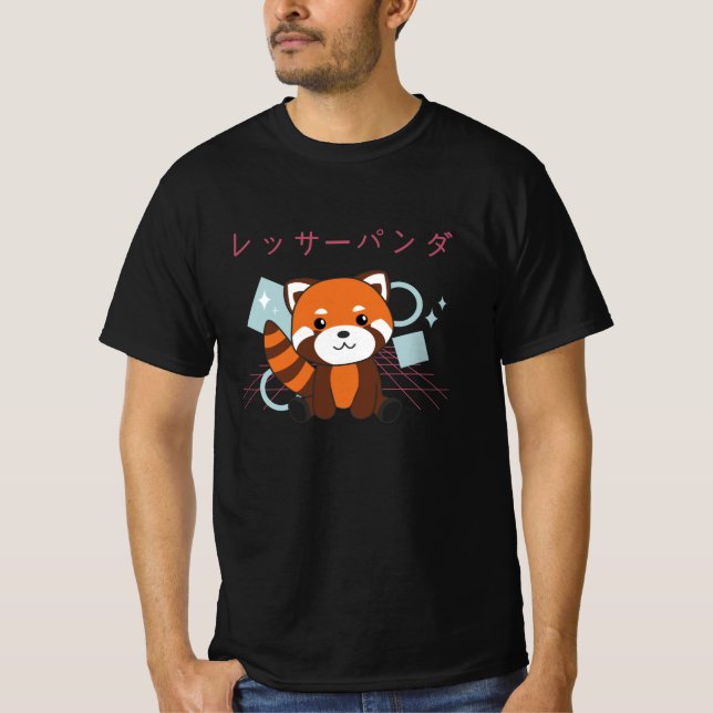 Camiseta Red Panda Japan Retro 90s Animais de Animação Kawa (Frente)