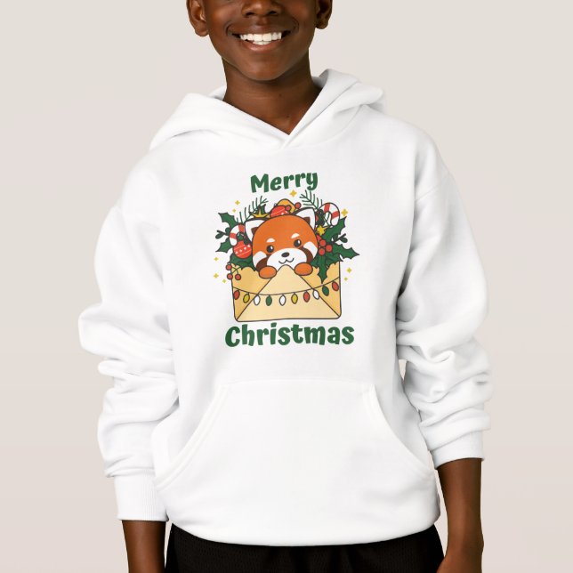 Camiseta Red Panda - Letra de Natal dos Animais de inverno  (Frente)