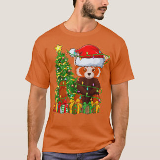 Camiseta Red Panda Lighting Árvore Xmas Correspondente ao R