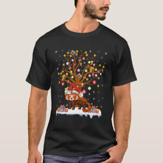 Camiseta Red Panda Lighting Xmas Tree Gift Red Panda Cristo