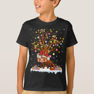 Camiseta Red Panda Lighting Xmas Tree Gift Red Panda Cristo