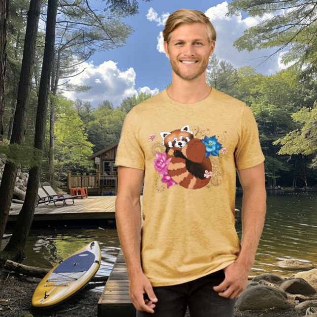 Camiseta Red Panda Lotus Flowers Henna (Criador carregado)