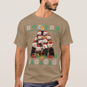 Camiseta Red Panda Natal Árvore Santa Hat Luz Feia