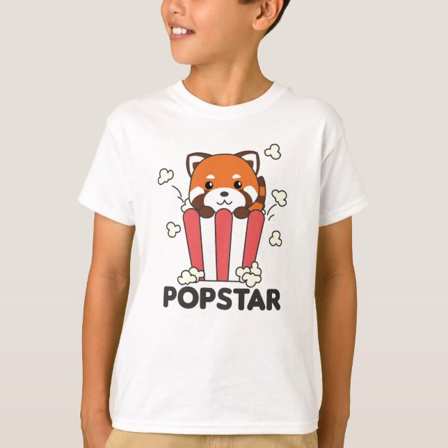 Camiseta Red Panda Popcorn Popstar Funny Pun (Frente)