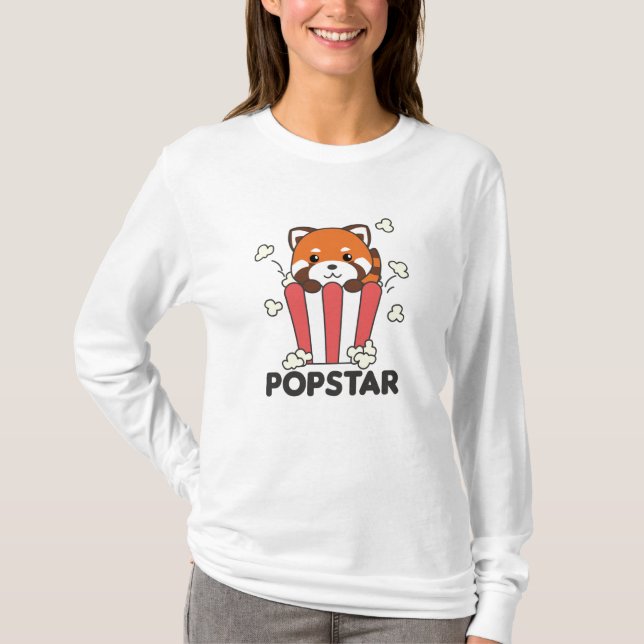 Camiseta Red Panda Popcorn Popstar Funny Pun (Frente)